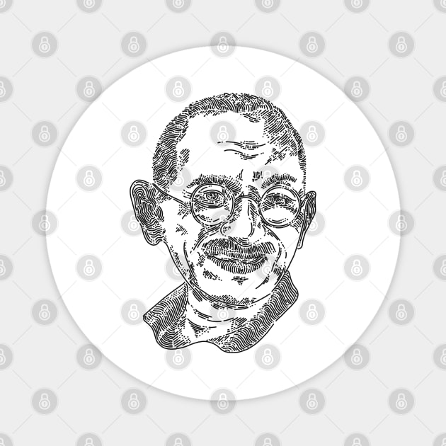 Mahatma Gandi Line Art Magnet by Merchsides